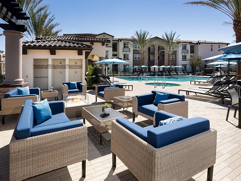 Outdoor Fireplace with Lounge Seating
