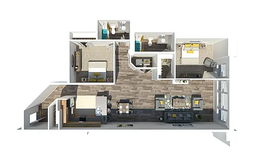 Floor plan 2 Bedroom 2 Bath