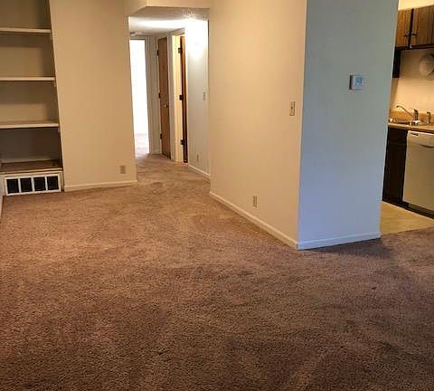 Living room & Kitchen with built in shelves