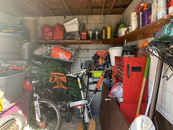 Inside shed