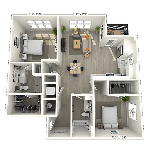 Floor plan B4 2x2 1126 SF-FP