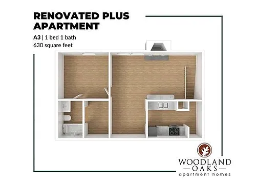 Floor plan 1 Bedroom 1 Bathroom (A3)