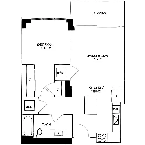 Floor plan The Gardens 1D