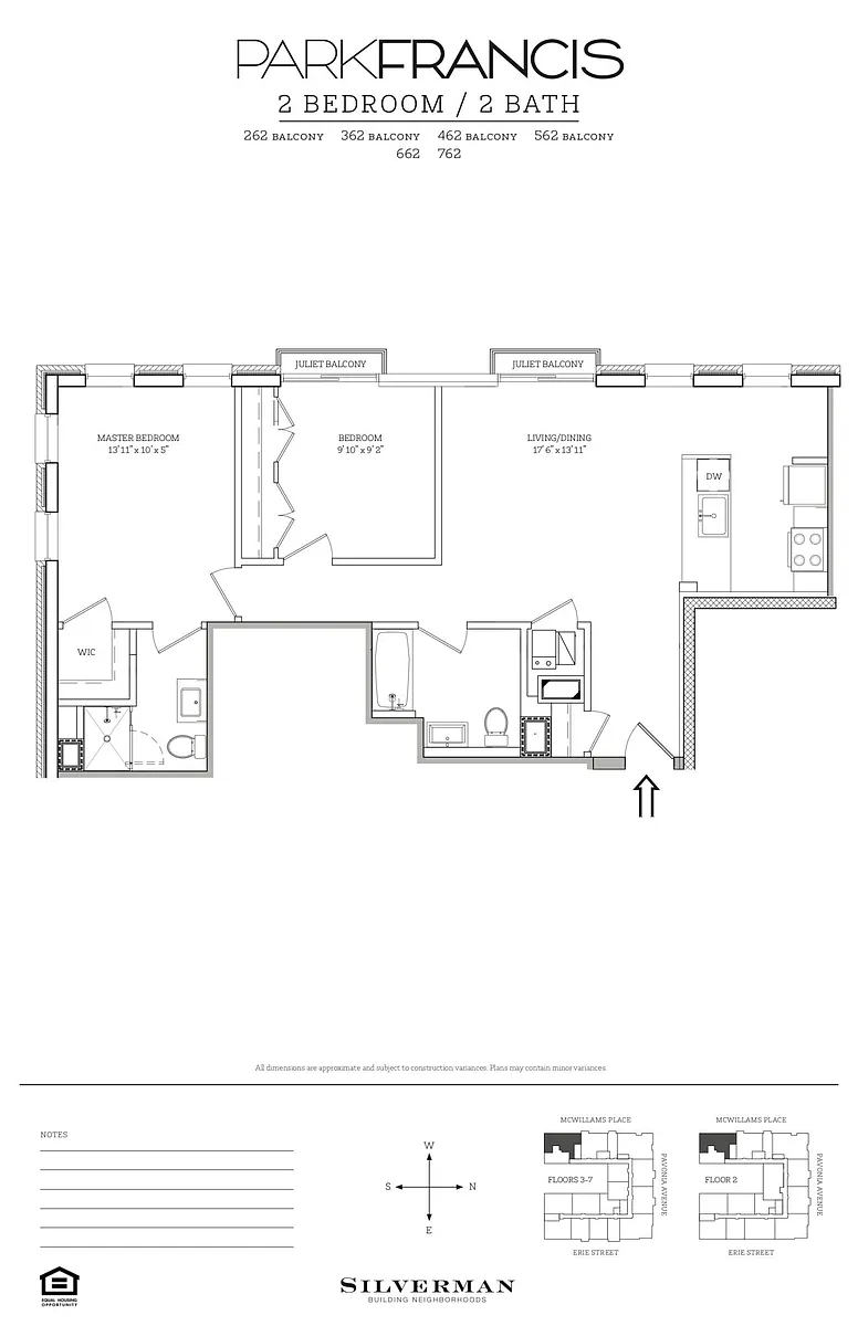 Floor plan Two Bedroom with Park Views 62 Line
