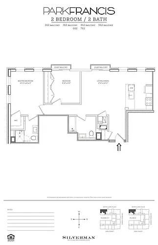 Floor plan Two Bedroom with Park Views 62 Line