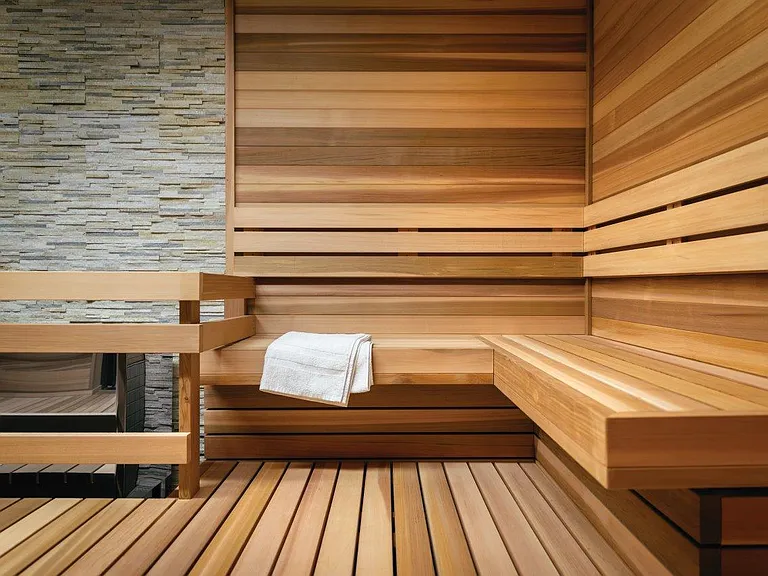 Cedarwood saunas within Life Time athletic resort