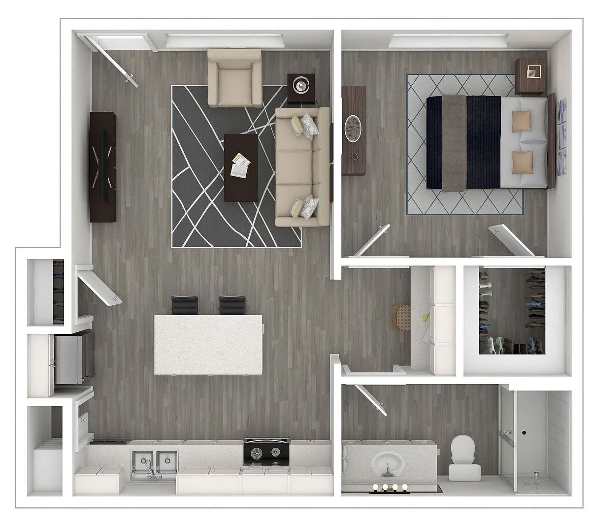 Floor plan 1/1 R - 700 sq/ft