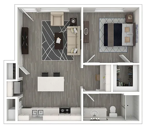 Floor plan 1/1 R - 700 sq/ft