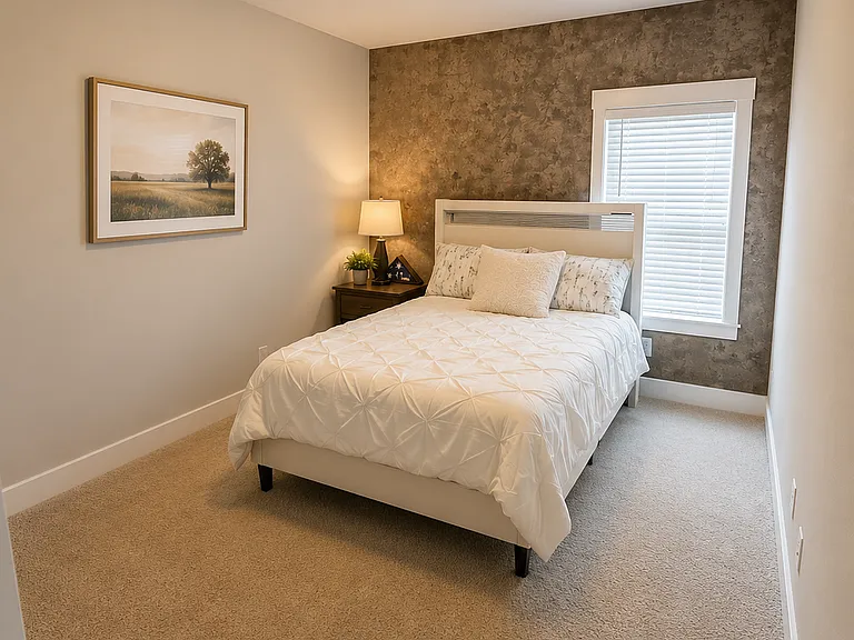 Downstairs in-law suite bedroom with adjacent bathroom