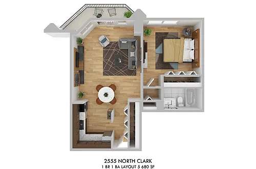 Floor plan 1 Bedroom / Tier 5