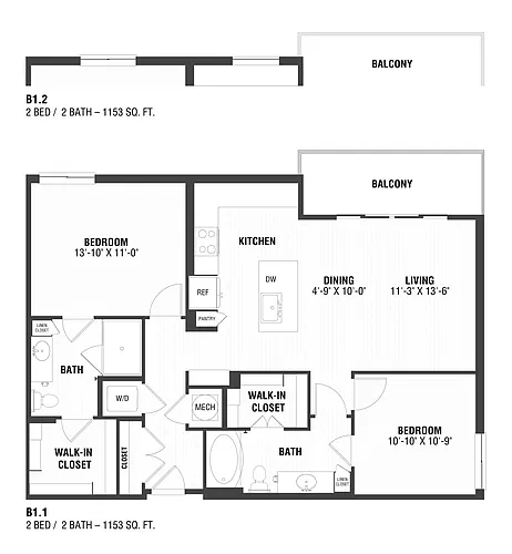 Floor plan 2 Bed/2 Bath