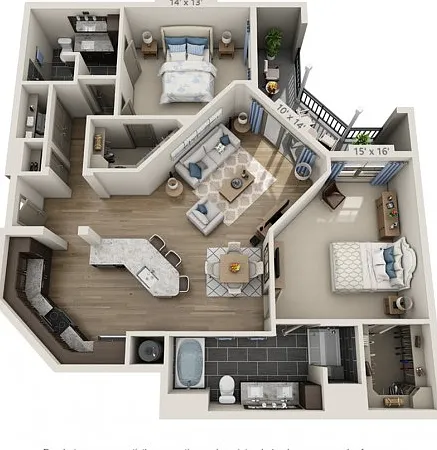 Floor plans are artist's rendering. All dimensions are approximate. Actual product and specifications may vary in dimension or detail. Not all features are available in every apartment. Prices and availability are subject to change. Floor plans are artist
