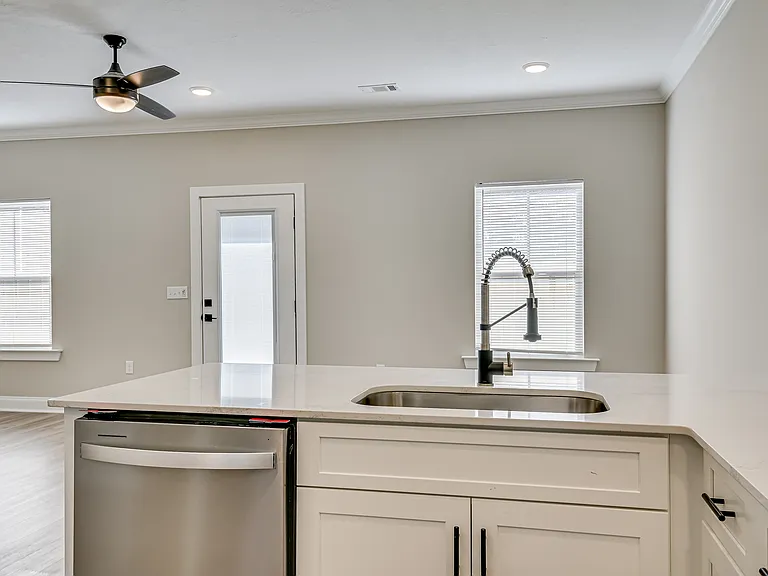Kitchen facing outside