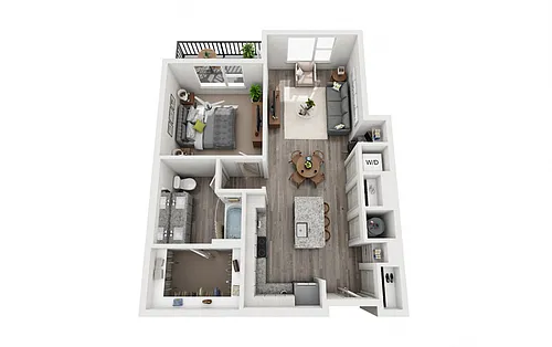 Floor plan 1 Bedroom 1 Bath 787 sqft (A3)