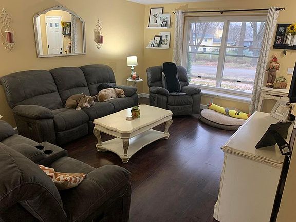 Yellow walls have been painted grey and new floors have been installed