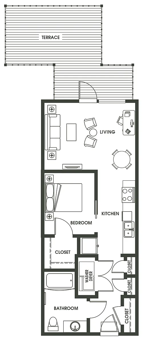 Floor plan Open 1 Bed O2
