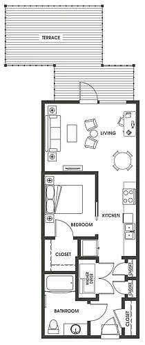 Floor plan Open 1 Bed O2
