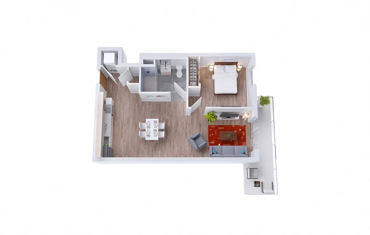 Floor plan 1B - One Bedroom