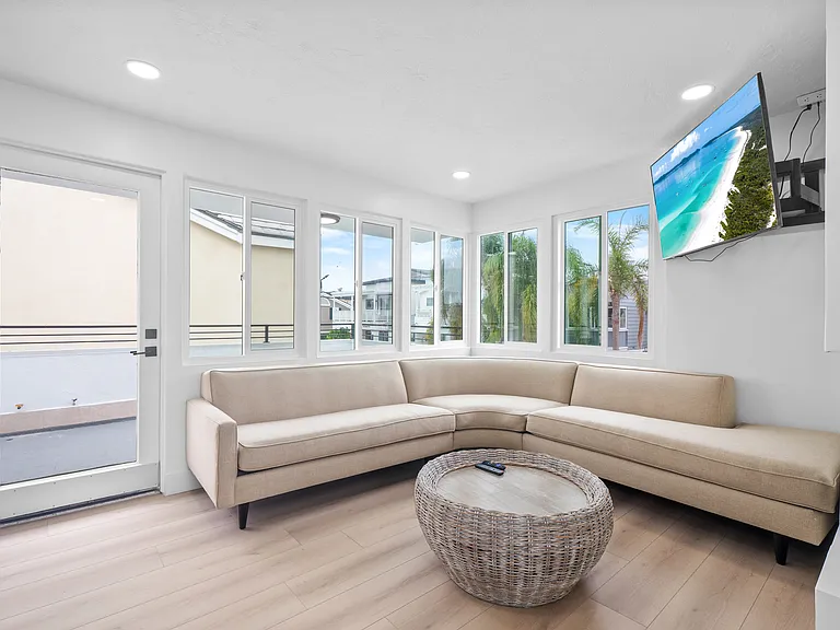Living room has direct access to the balcony