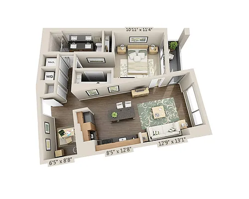 Floor plan One Bedroom A1SD
