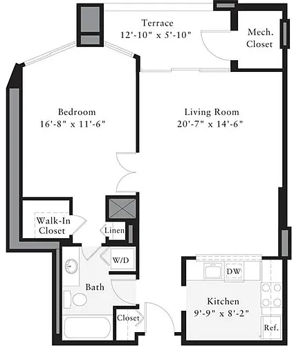 Floor plan 1 Bedroom D