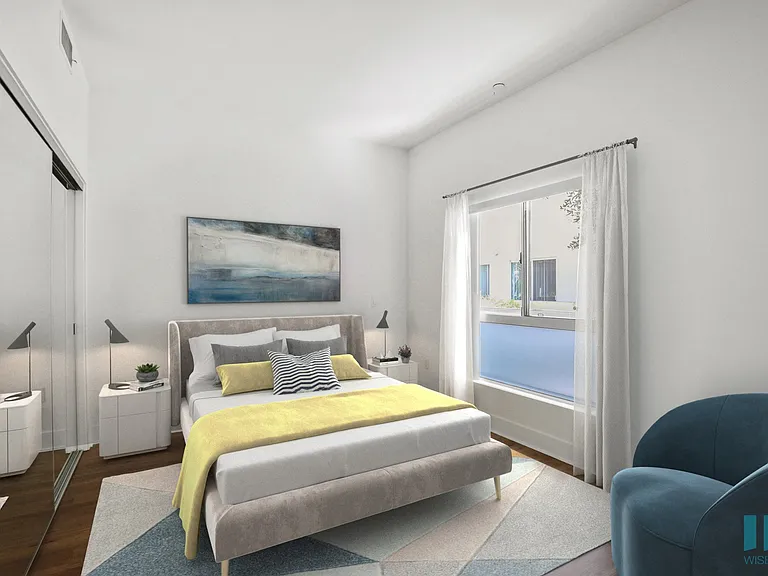 Bedroom with LArge-Size Windows, Mirrored Closet, and Vinyl Flooring