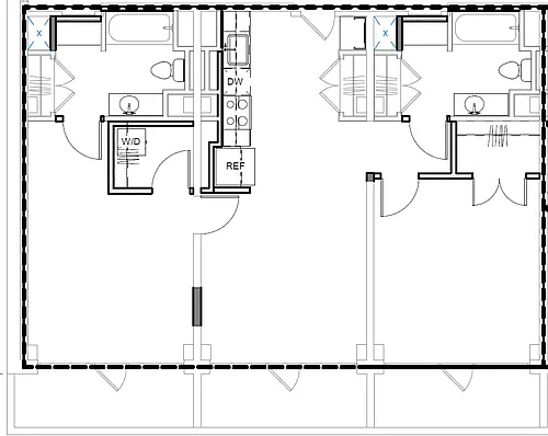 Floor plan West 7th | 2 Bedrooms, 2 Bathrooms | Penthouse-Lev