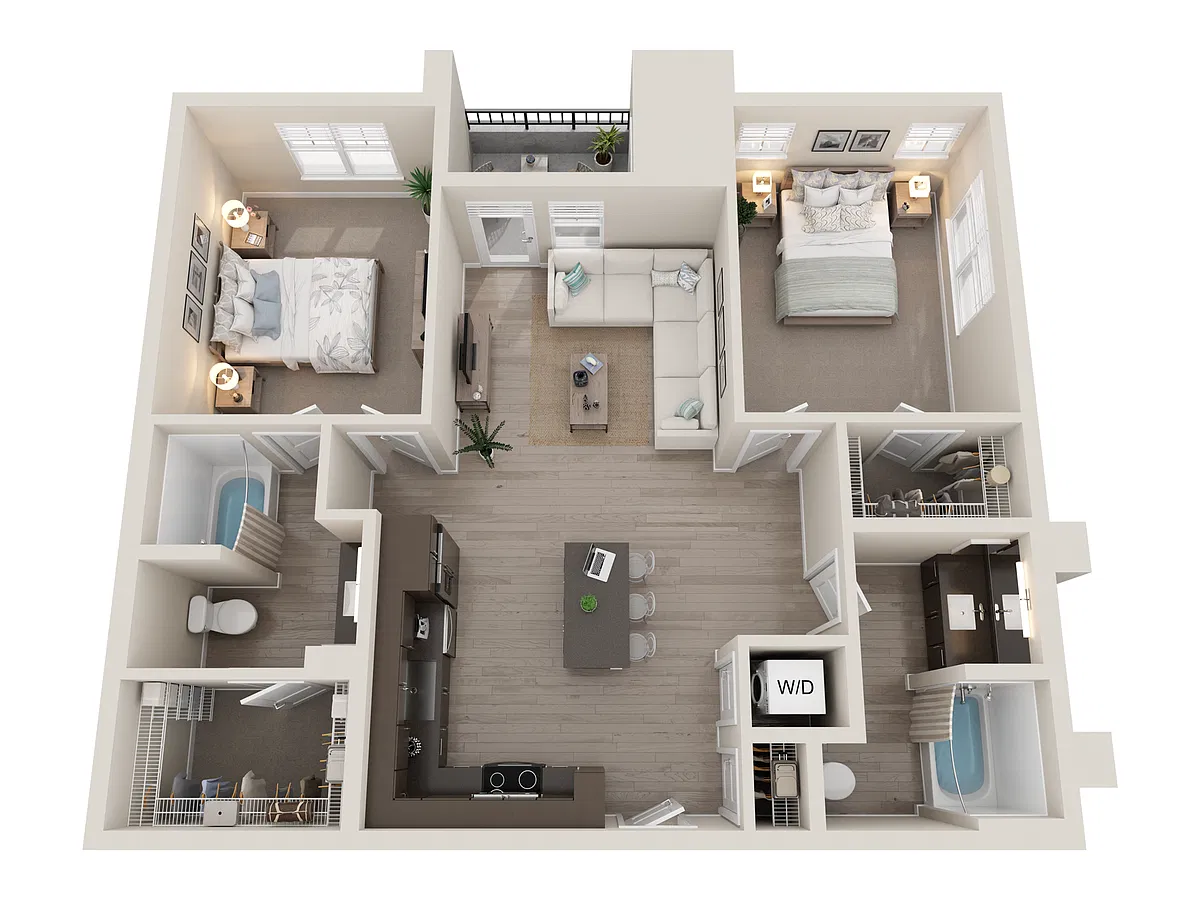 Floor plan 2BD, 2BTH B1