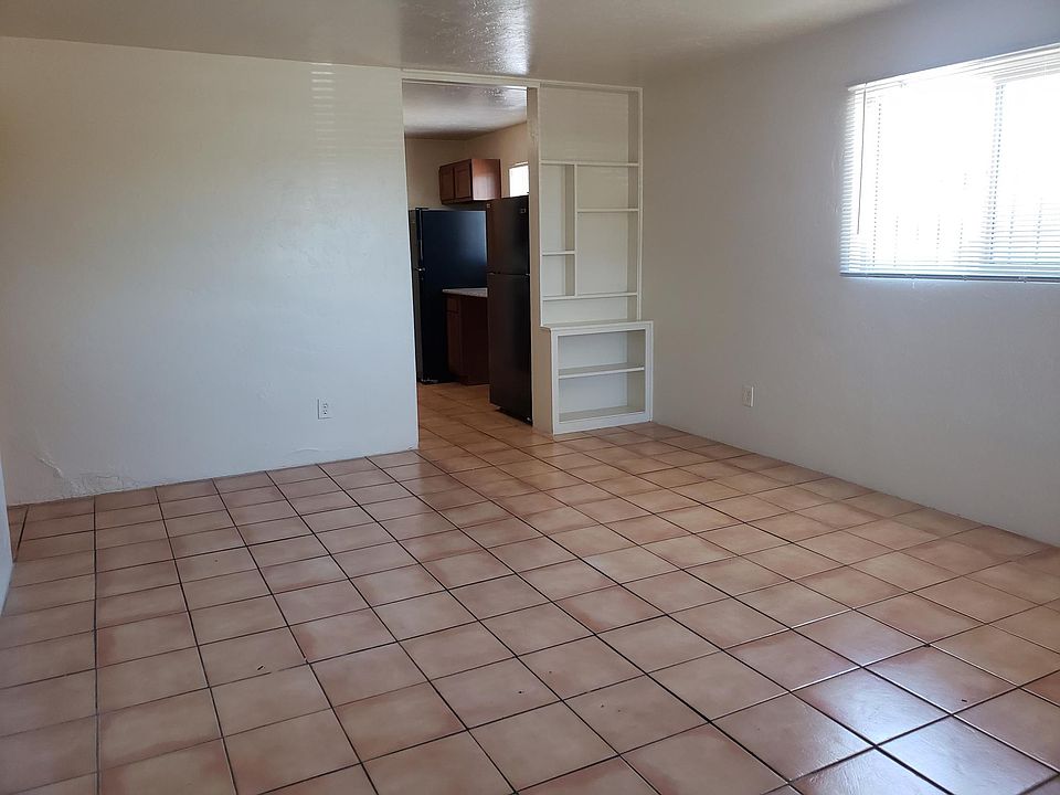 Tile and built in bookcases in the living room