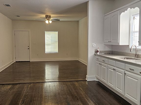 large open living room and eat in kitchen