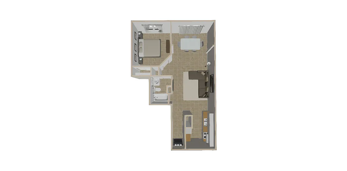 Floor plan 1 Bedroom, 1 Bath
