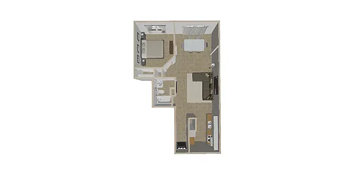 Floor plan 1 Bedroom, 1 Bath
