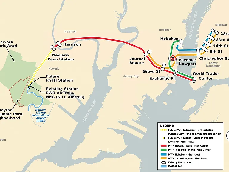 Path, connects Jersey City with Manhattan, Hoboken and Newark