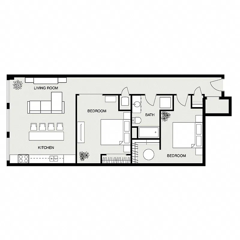 Floor plan 2 Bed 1 Bath