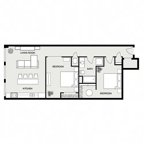 Floor plan 2 Bed 1 Bath