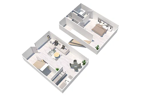 Floor plan One Bedroom Townhome