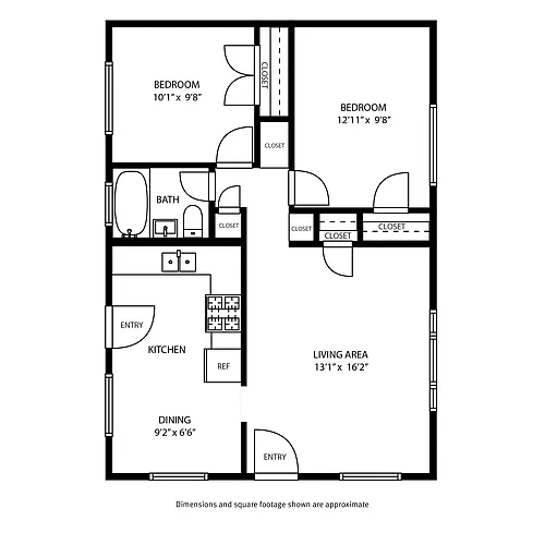 Floor plan York Street Flats 2 Beds and 1 Bath
