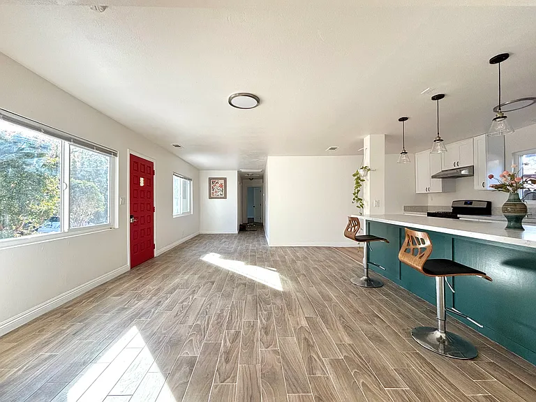 Living room and dining room space