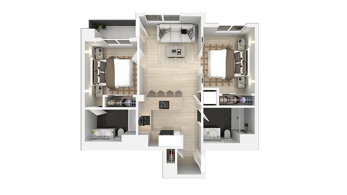 Floor plan Two Bedroom Two Bath F