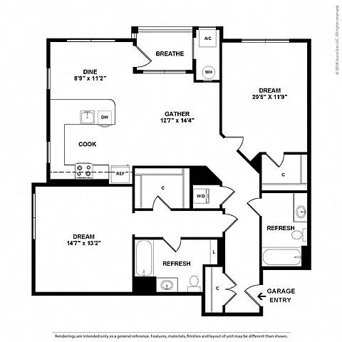 Floor plan 2AD w/ Balcony