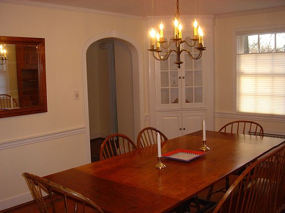 Dining room with built-in china cabinet.