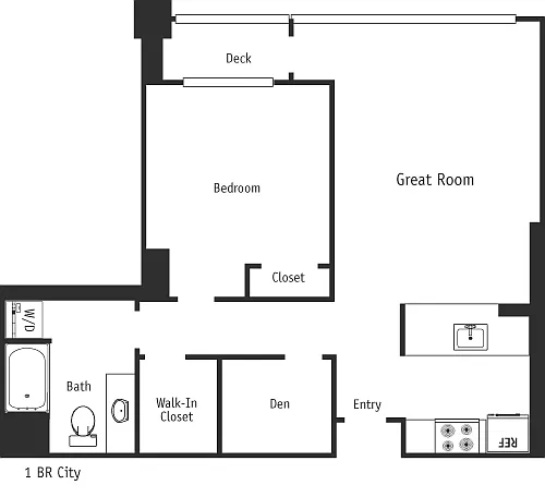 Floor plan 1 Bed City 980
