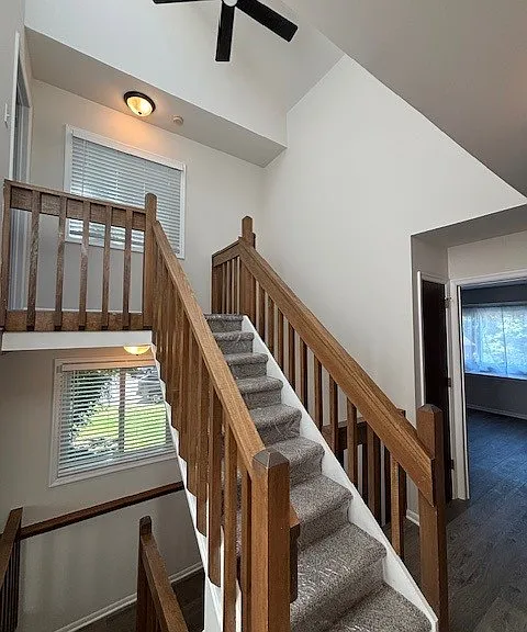 Staircase to secluded Owner Suite