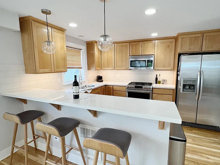 Remodeled kitchen and breakfast bar