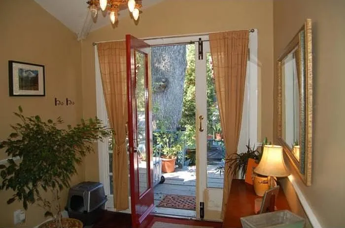 another charming room; vintage chandelier