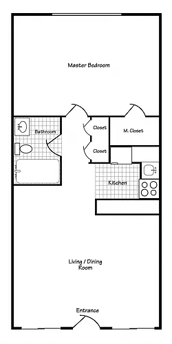 Floor plan 1 Bed 635