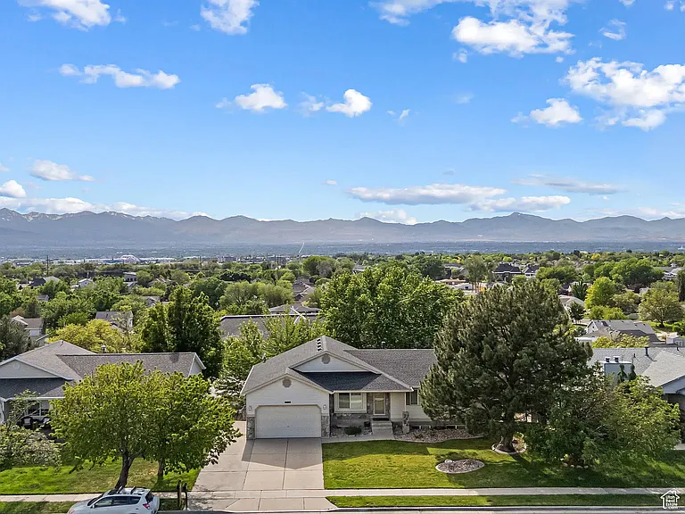 Aerial view with house and valley view in the back