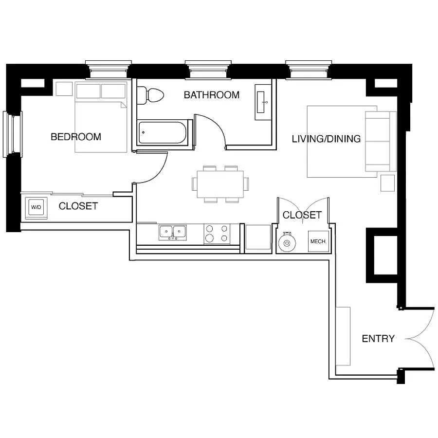 Floor plan 1 Bedroom-A1