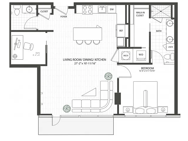 Floor plan One Bedroom Den Penthouse