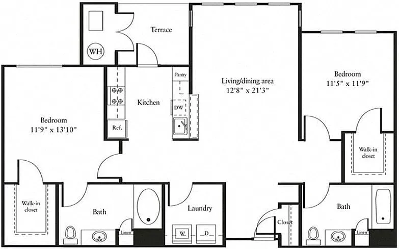 Floor plan bc2- 2 Bed/2 Bath